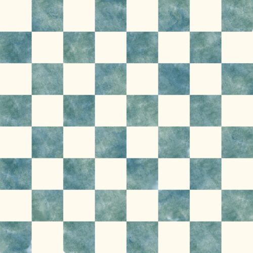 Lindsay Anne - Teal Cream Watercolor Checker