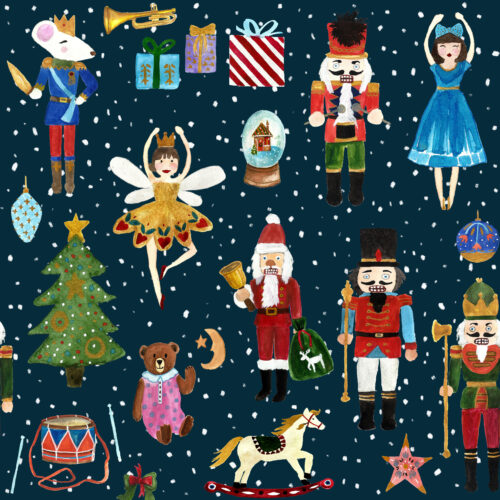 Hip Kid Design - The Nutcracker on Tiber Navy Snowfall