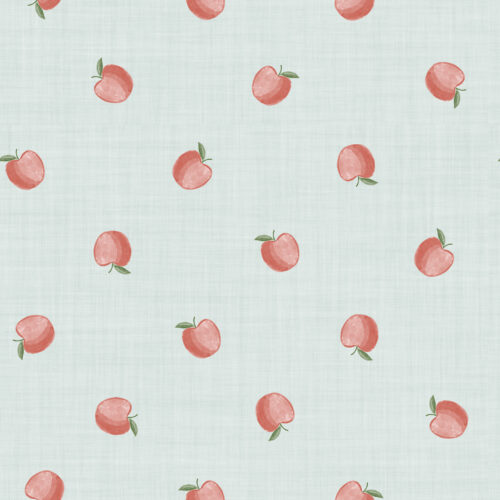 Tossed Apples light blue linen