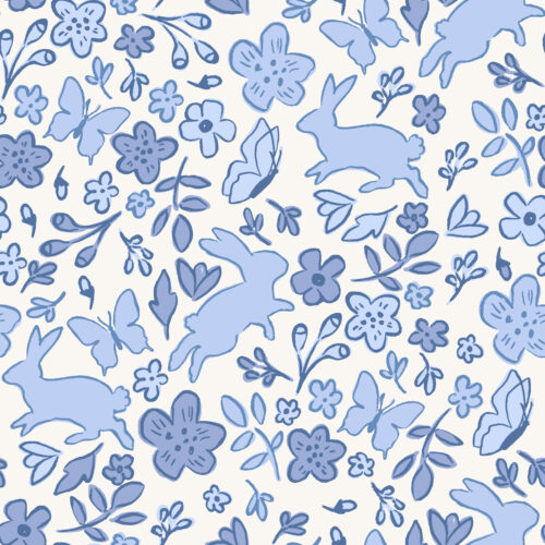 Vivie & Ash - Tossed Bunny Floral Blues 01