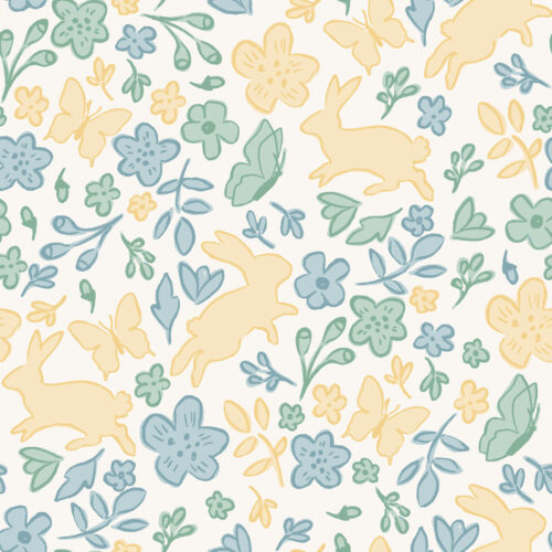 Vivie & Ash - Tossed Bunny Floral Green Blue Yellow 01 01