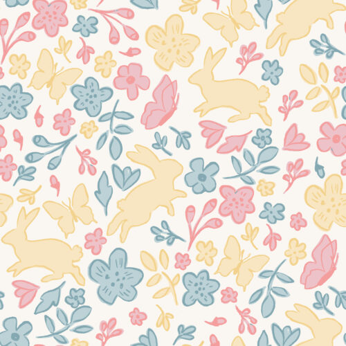 Vivie & Ash - Tossed Bunny Floral Yellow Pink Blue 01