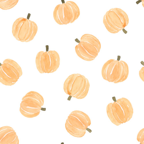 Hip Kid Design - Tossed Peach Orange Watercolor Pumpkins