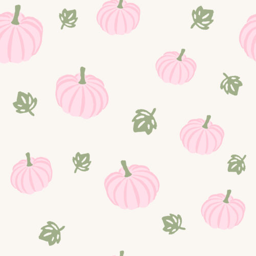Vivie & Ash - Tossed Pumpkins And Leaves Pink And Sage Green 01