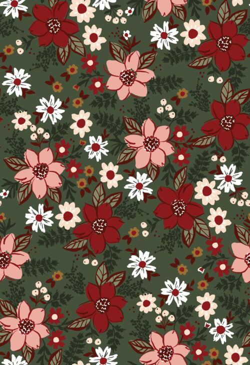 Indy Bloom Designs - Traditional Christmas Retro Floral
