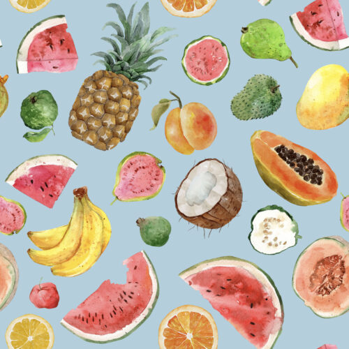 Hip Kid Design - Tropical Fruits on Blue