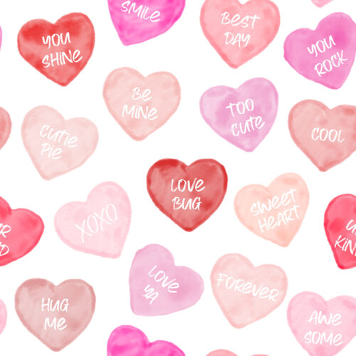 Hip Kid Design - Valentine Candy Hearts in Reds and Pinks