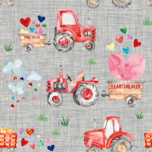 Hip Kid Design - Valentine Harvest on Gray Linen