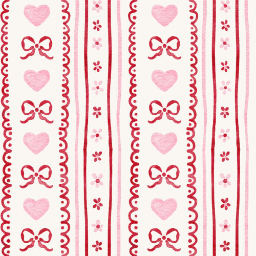 Vivie & Ash - Valentine Vertical Heart Bow Stripe