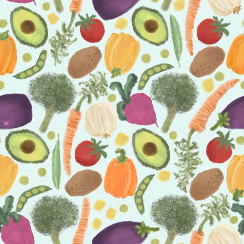 Lindsay Anne - Veggies Lt Blue Twill