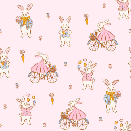 Vivie & Ash - Vintage Easter Bunnies Light Pink