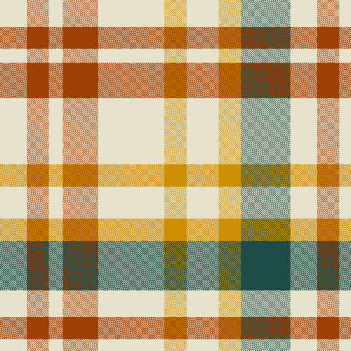 Hip Kid Design - Vintage Fall Plaid Rusty Orange, Golden Yellow and Teal