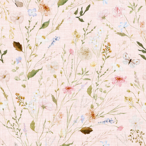 Hip Kid Design - Vintage Floral Fields and Weeds on Blush