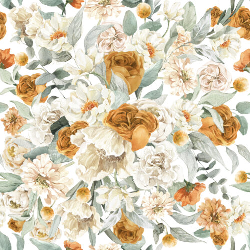 Hip Kid Design - Vintage Gold and Cream Fall Florals