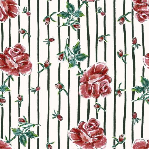 Lindsay Anne - Vintage Xmas Rose On Stripe