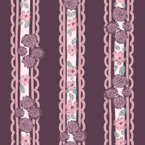 Lindsay Anne - Vintage Floral Stripe Deep Plum