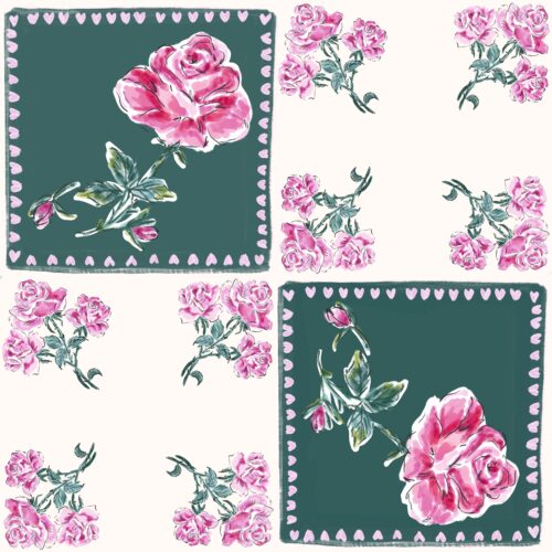 Lindsay Anne - Vintage Rose Hanky Green Pink