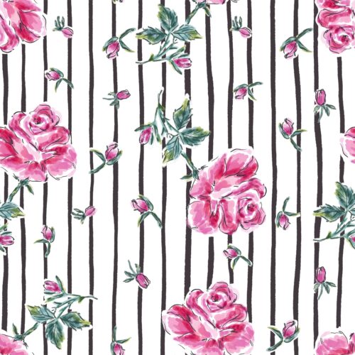 Lindsay Anne - Vintage Rose On Black Stripe