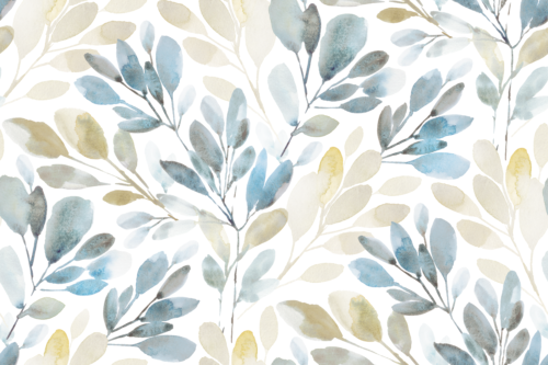 Sara Swanson - Watercolor Sprigs Blue Gold Jumbo