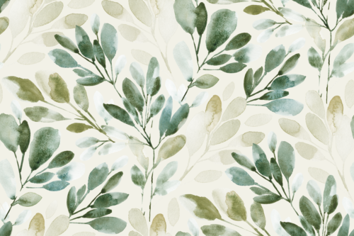 Sara Swanson - Watercolor Sprigs Green With Cream Bkg Jumbo