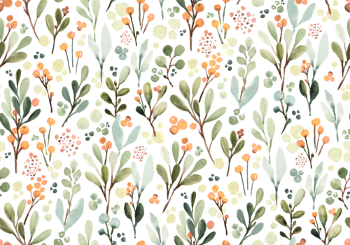 Sara Swanson - Watercolor Vertical Orange Berries