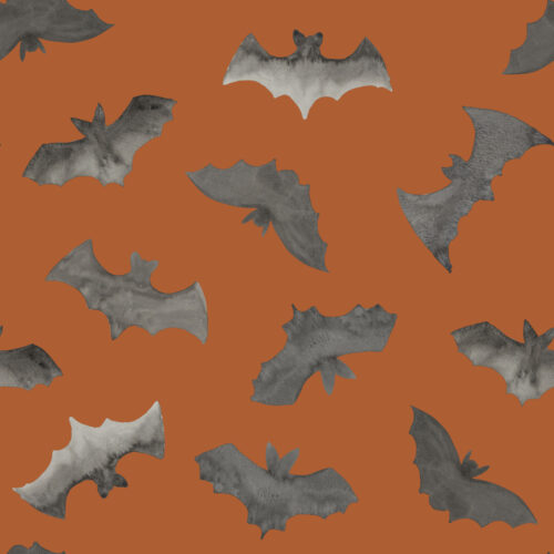 Hip Kid Design - Watercolor Bats on Rustic Orange