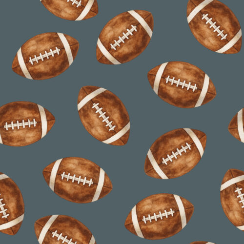 Hip Kid Design - Watercolor Footballs on River Bed