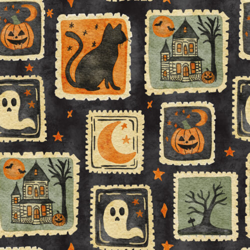 Vivie & Ash - Watercolor Halloween Stamps Black Grunge