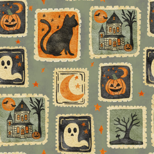 Vivie & Ash - Watercolor Halloween Stamps Green Grunge