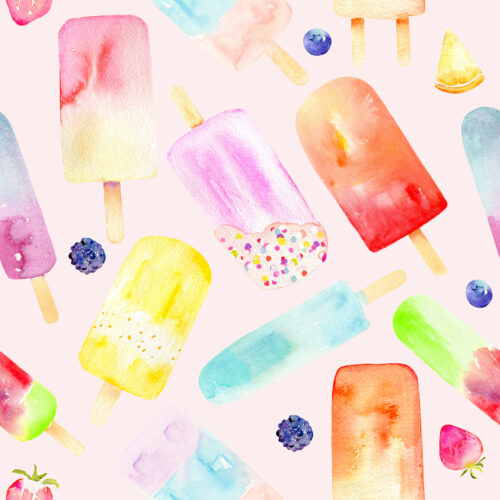Hip Kid Design - Watercolor Popsicles on Pink