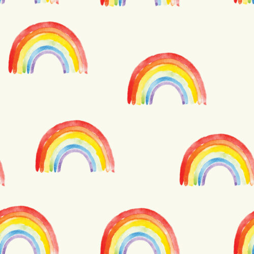 Hip Kid Design - Watercolor Rainbows on Bianca Ivory