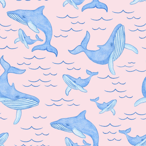 Vivie & Ash - Watercolor Whales Light Pink