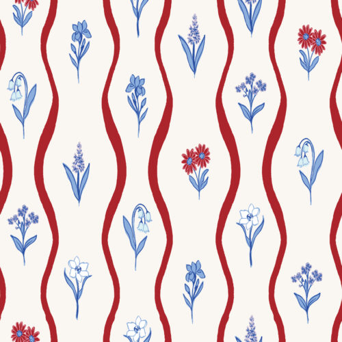 Vivie & Ash - Wavy Vertical Stripe Floral Rwb