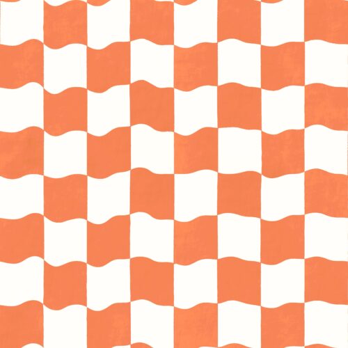 Lindsay Anne - Wavy Watercolor Checker Orange