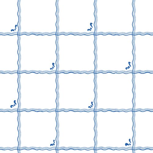 Lindsay Anne - Windowpane Plaid Wht Blue China