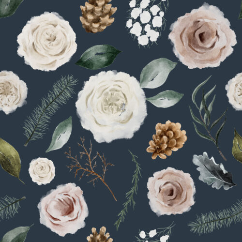 Hip Kid Design - Winter Flora on Navy