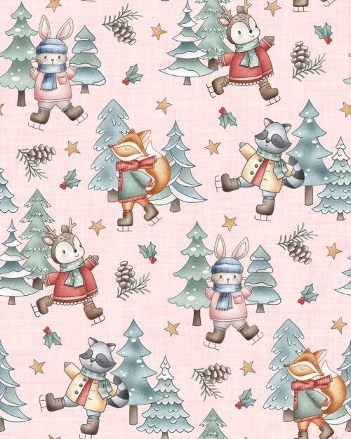 Krystal Winn - Winter Wonderland Ice Skaters Baby Pink
