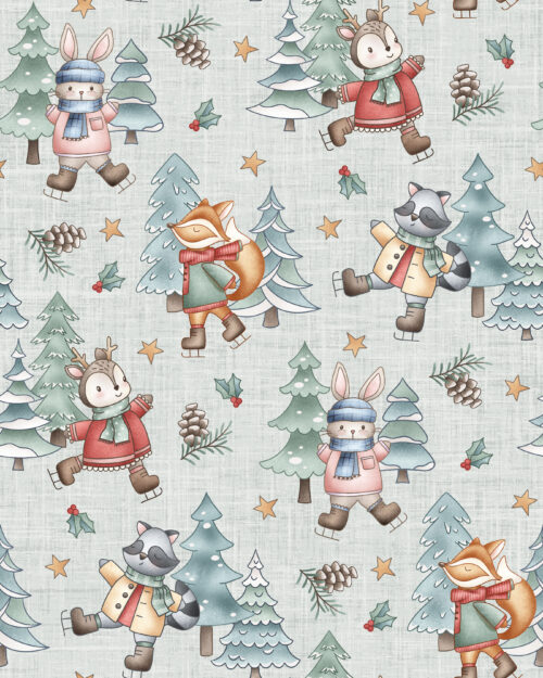 Krystal Winn - Winter Wonderland Ice Skaters Light Green