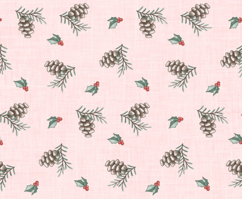 Krystal Winn - Winter Wonderland Pinecones Baby Pink