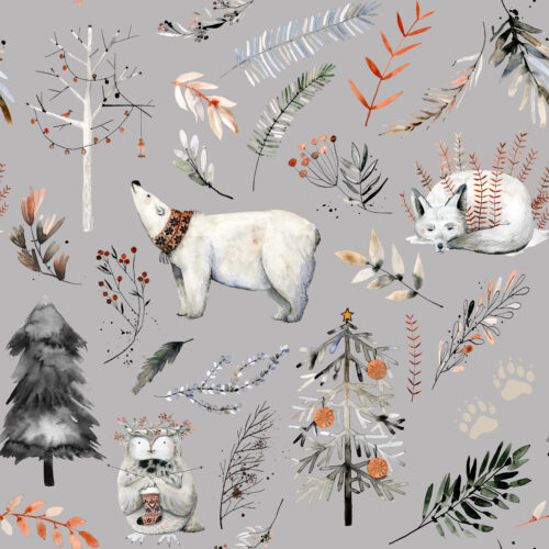 Hip Kid Design - Winter Woodland Wonderland on Gray Nickel