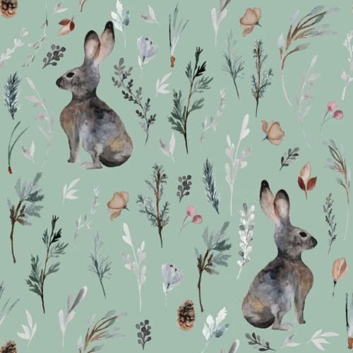 Hip Kid Design - Woodland Bunnies on Summer Green