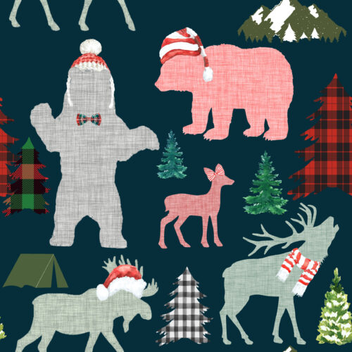 Hip Kid Design - Woodland Christmas on Tiber Navy