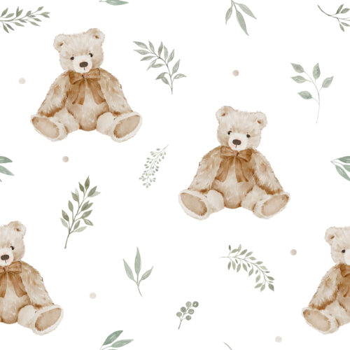 Hip Kid Design - Woodland Teddy Bear and Leaves