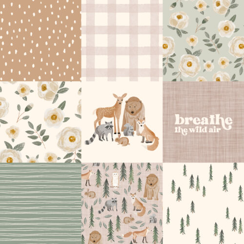 Woodland cheater quilt pink floral