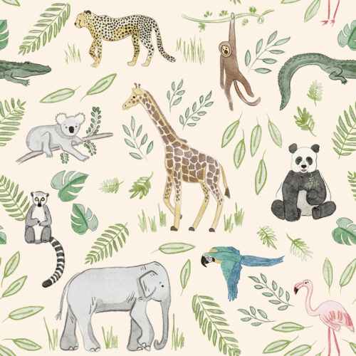 Zoo animal greenery cream
