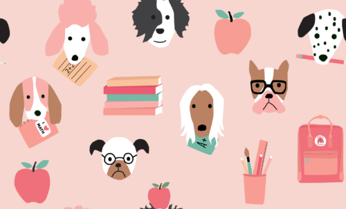 Hey Cute Design - Back To School Pups Pink 15 In Repeat 01