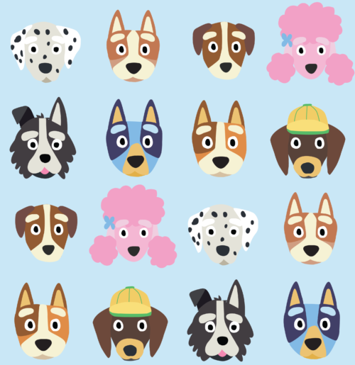Hey Cute Design - Blue Dog 1 20 In Repeat