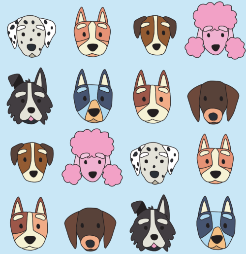 Hey Cute Design - Blue Dog 2 20 In Repeat