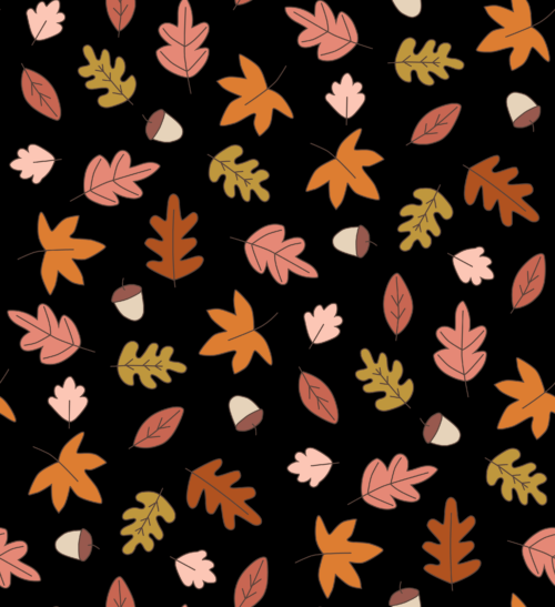 Hey Cute Design - Fall Leaves On Black 20 In Repeat