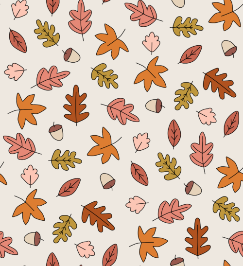 Hey Cute Design - Fall Leaves On White 20 In Repeat